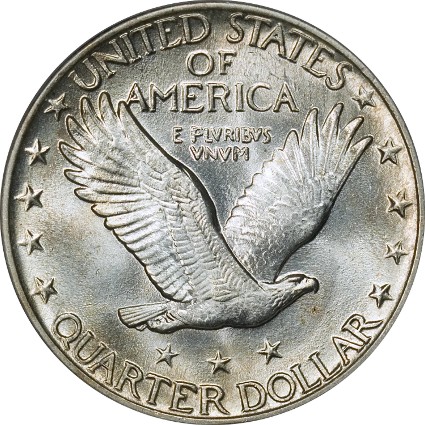 Reverse of a 1926 Standing Liberty quarter, identical to the 1917 Type 2 reverse with three stars beneath the eagle